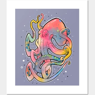 rainbow octopus Posters and Art